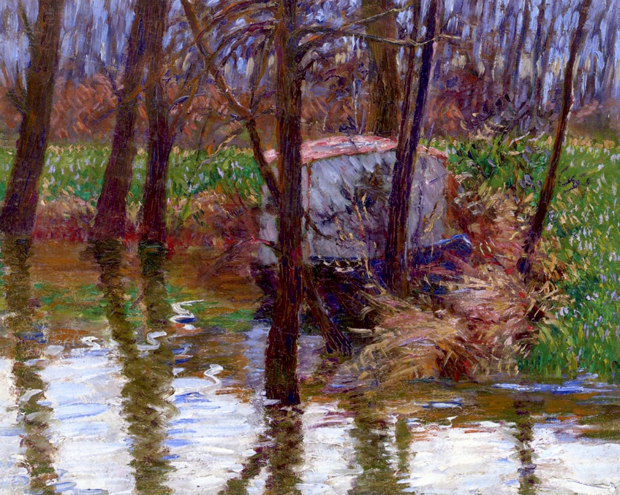 Floden Epte med Monets båtatelier, c.1887-90 av John Leslie Breck