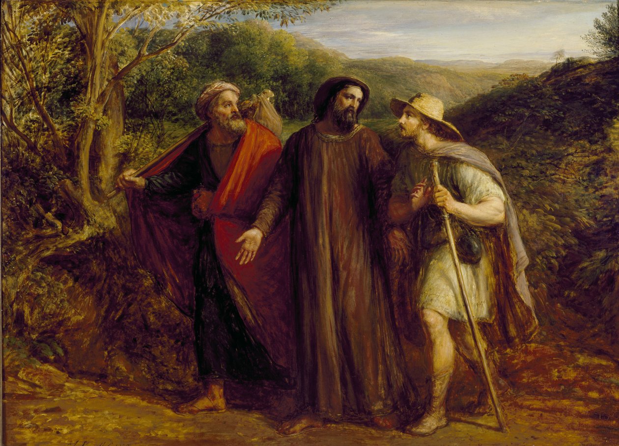 Kristi framträdande för de två lärjungarna som reser till Emmaus, 1835 av John Linnell