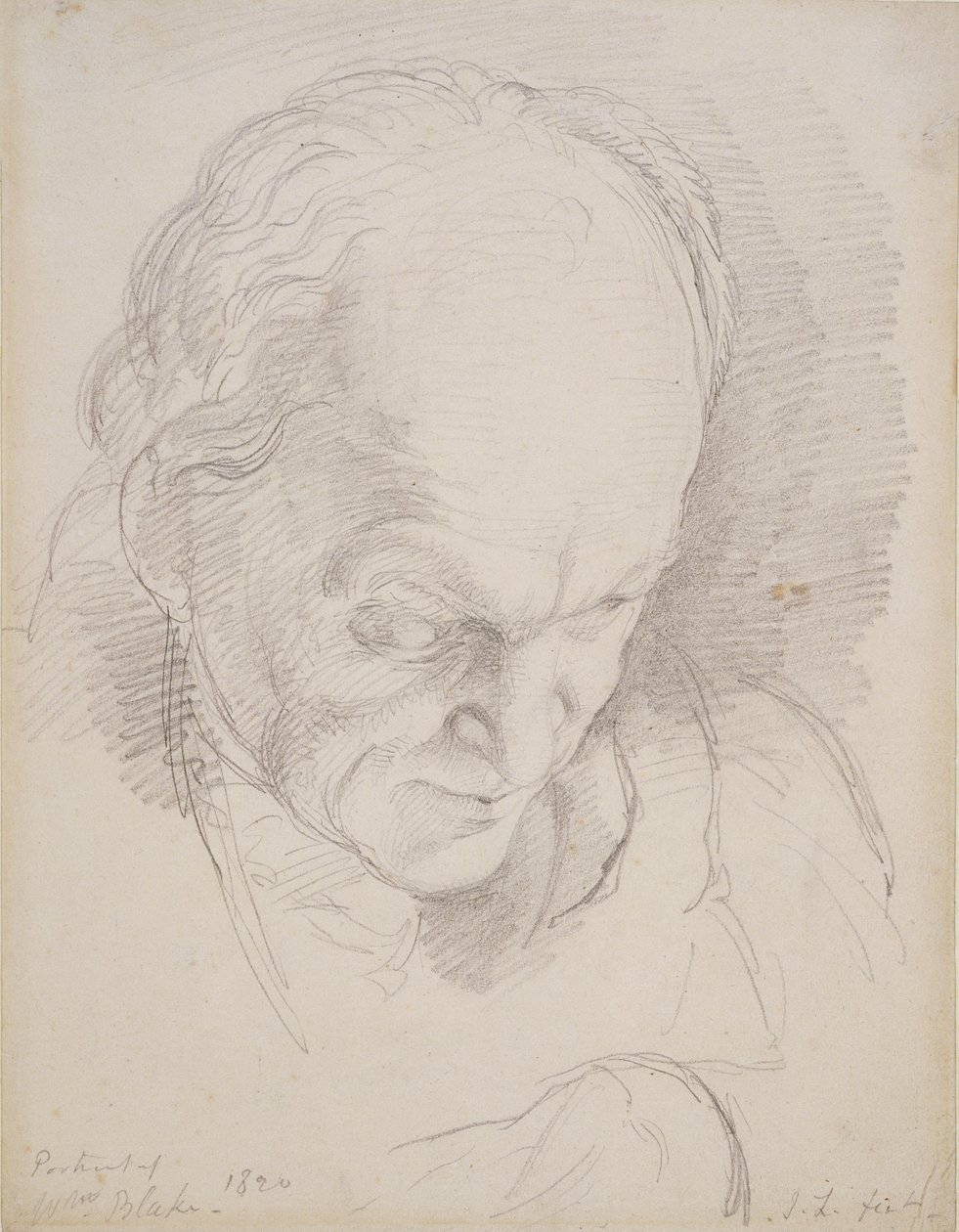 Porträtt av William Blake (1757-1827) framåtlutad, 1820 av John Linnell