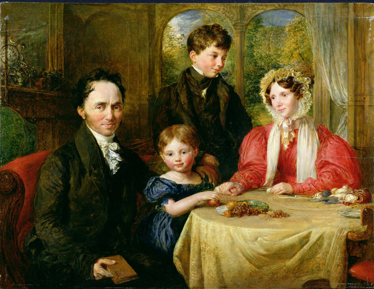 W.A. Garrett och familj, 1830 av John Linnell