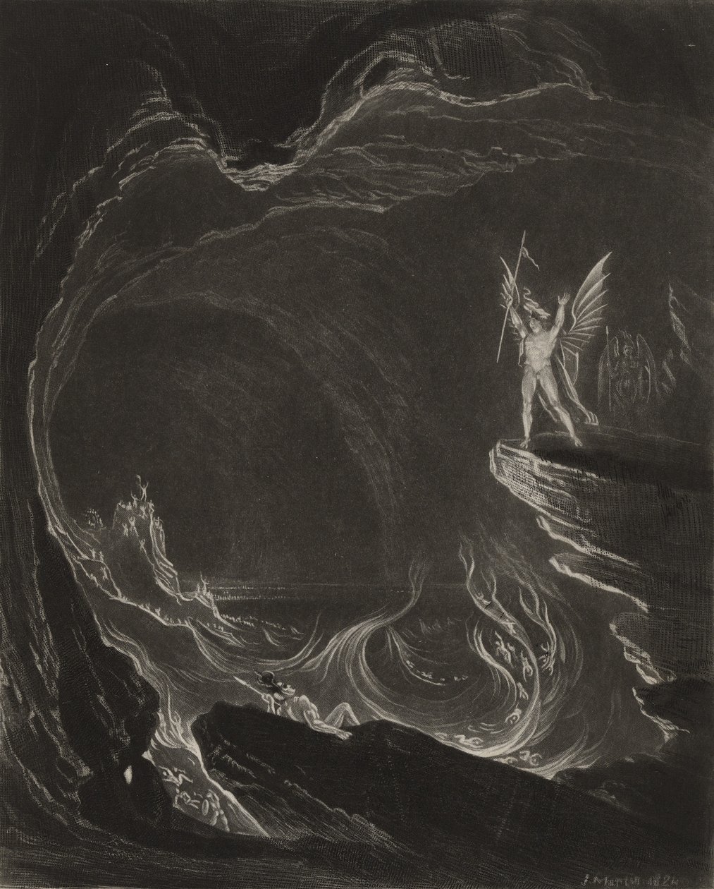 Satan och de fallna änglarna, ca 1827 (mezzotint) av John Martin