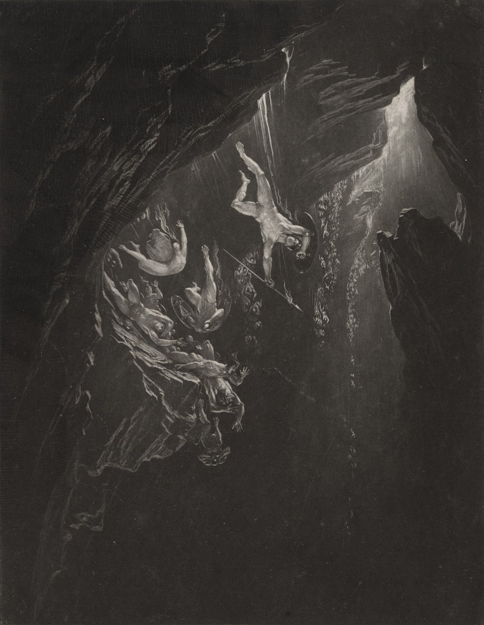 The Fall of the Rebel Angels, c.1827 (mezzotint) av John Martin