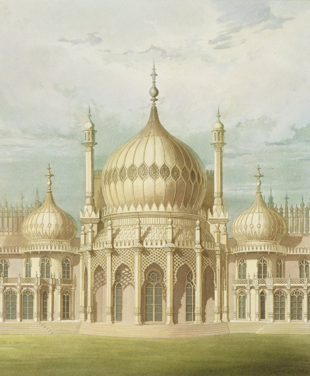 Exteriör av salongen från Views of the Royal Pavilion, Brighton av John Nash, 1826 (tryck) av John Nash