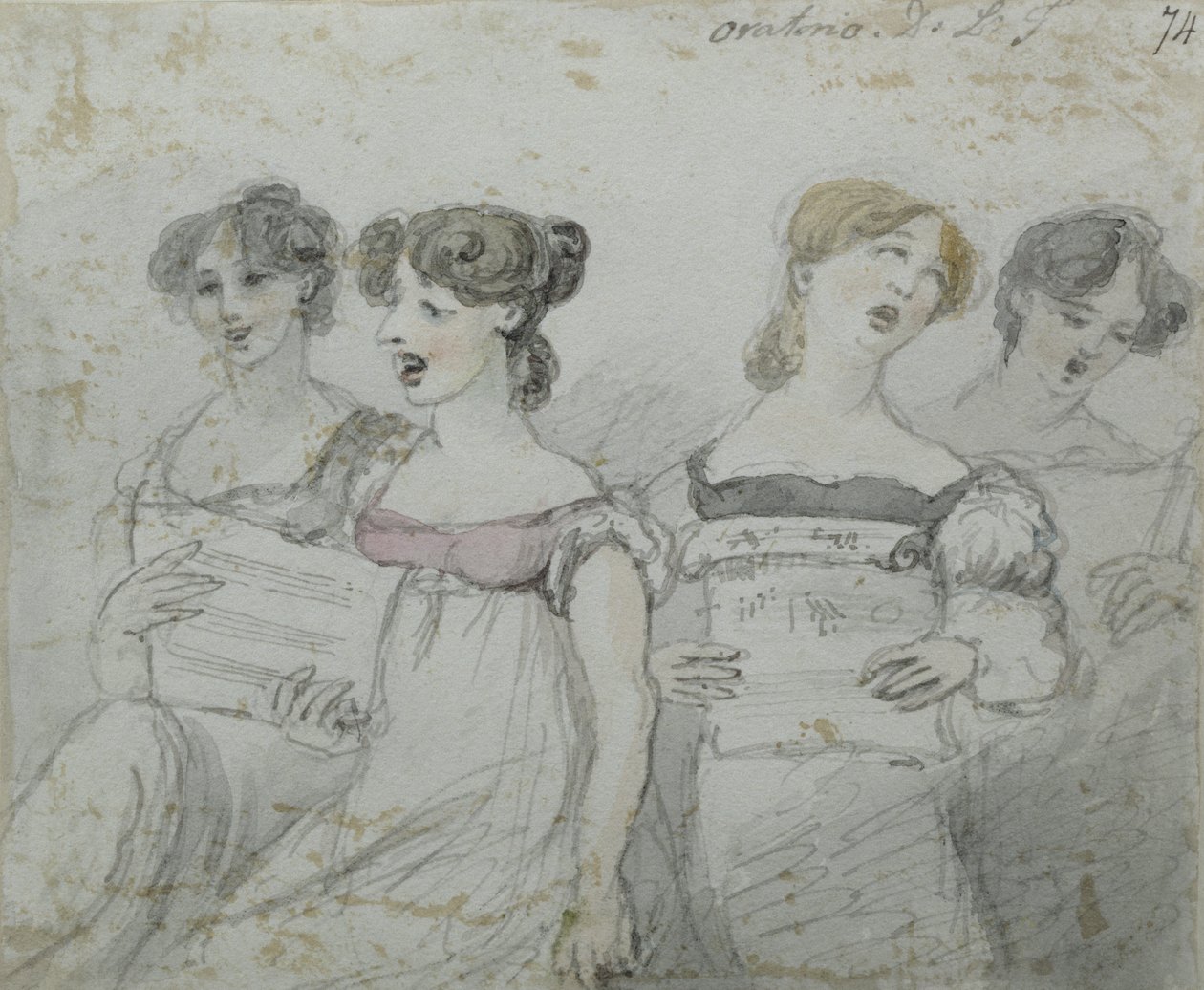 Oratorieföreställning på Drury Lane Theatre, del två av en triptyk, 1814 (wc och bläck) (se även 84543 och 84545) av John Nixon