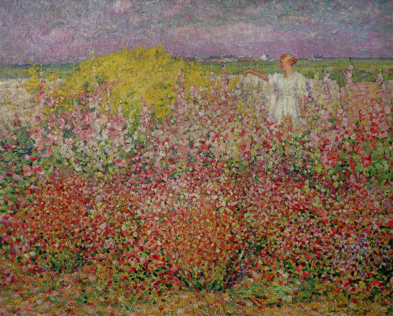 Mrs Russell bland blommorna på Belle Isle, 1927 av John Russell
