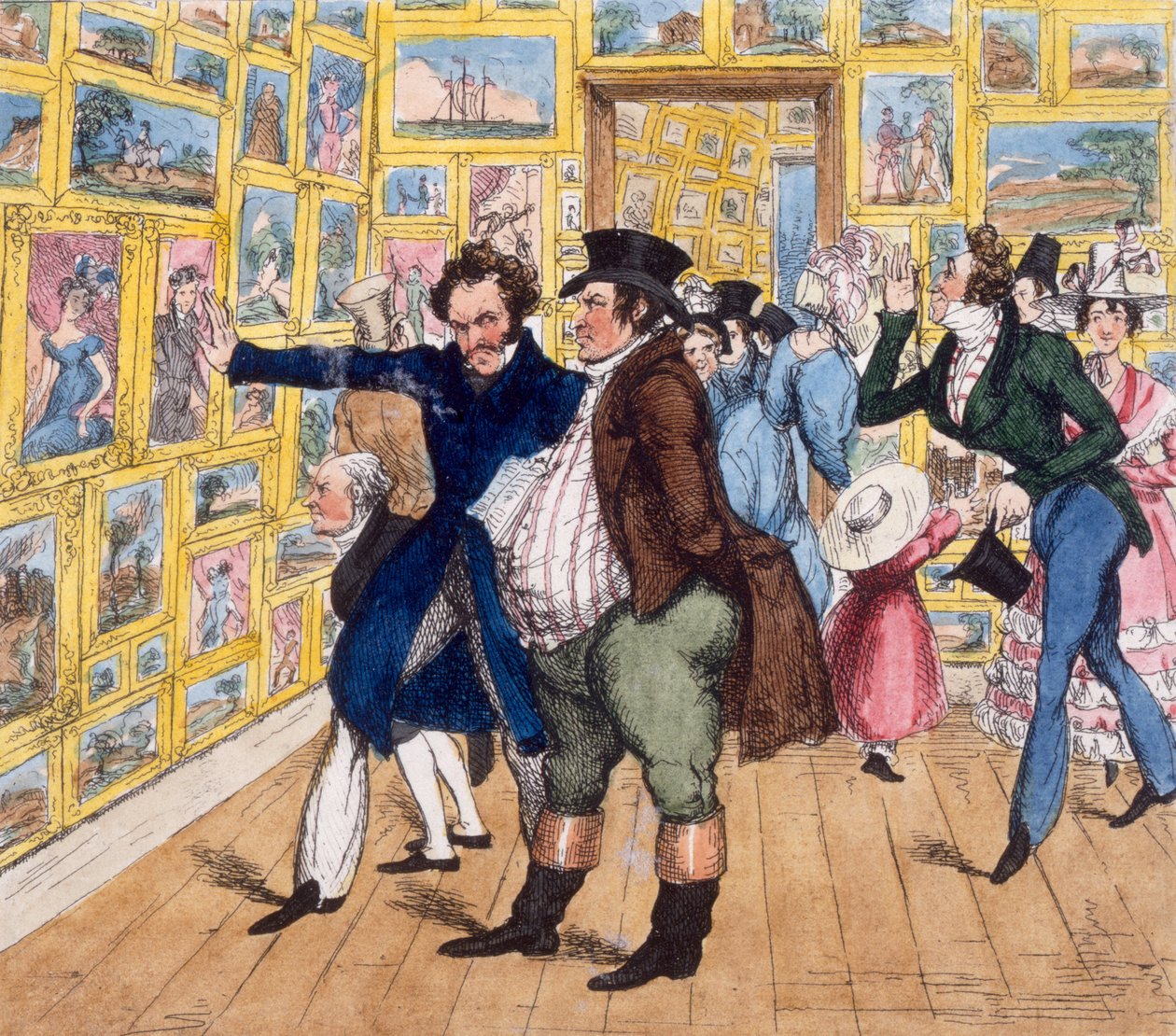 Konceptionen bortom uttrycket, eller bildkritikens höjdpunkt, 1829 (färgad etsning) av John Phillips