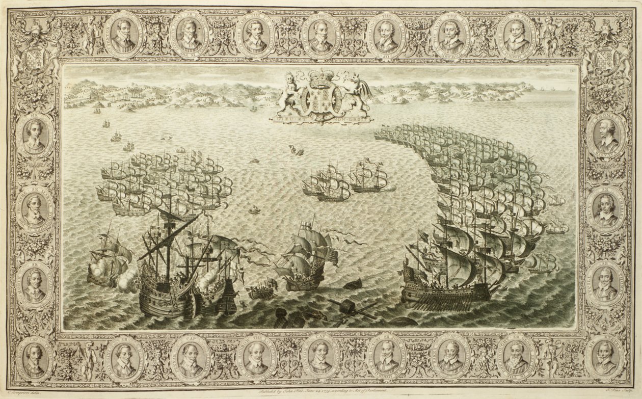 Armada (gravyr från en gobeläng), 1739 av John Pine