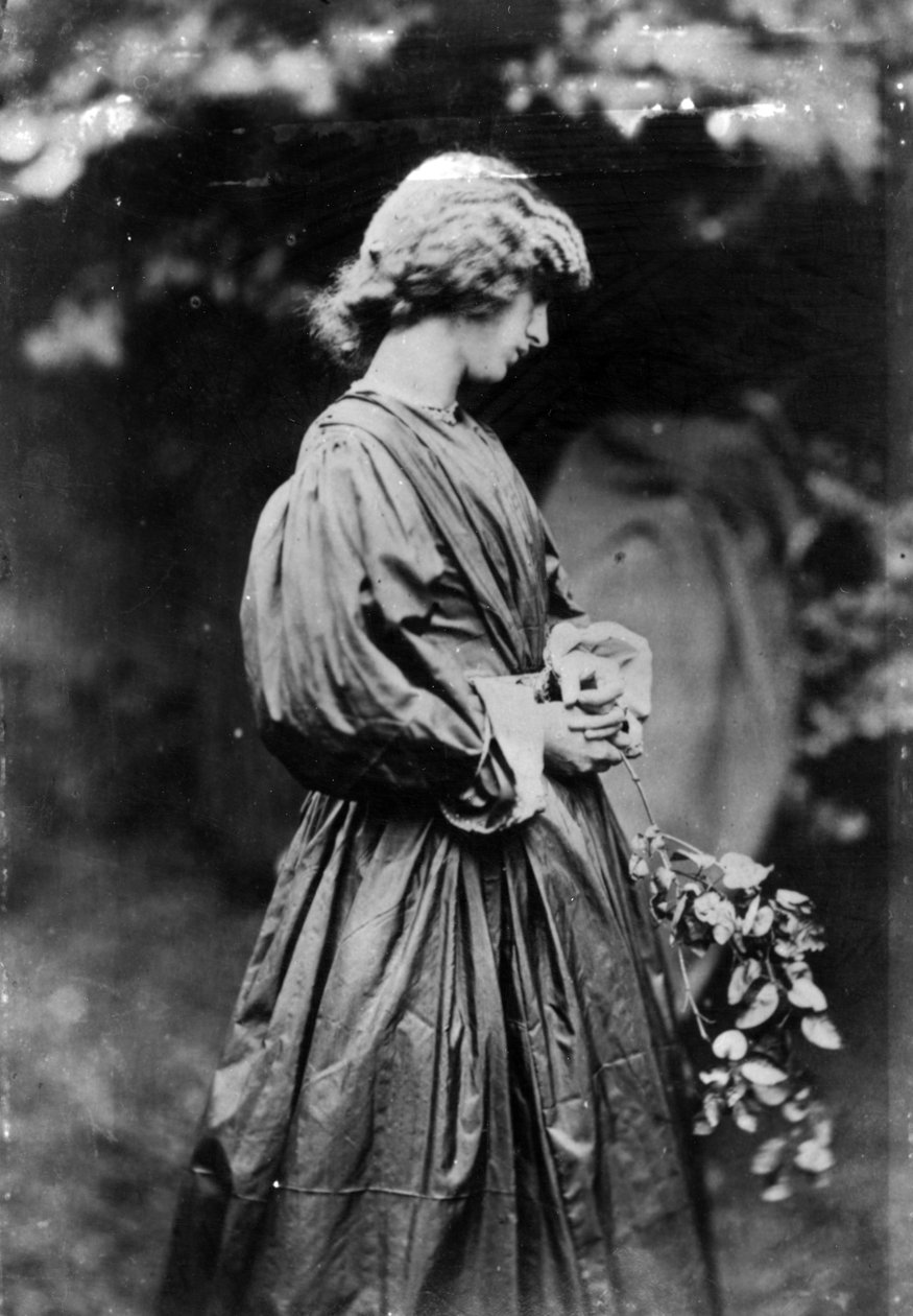 Jane Morris, poserad av Dante Gabriel Rossetti, 1865 (albumtryck) av John R. Parsons