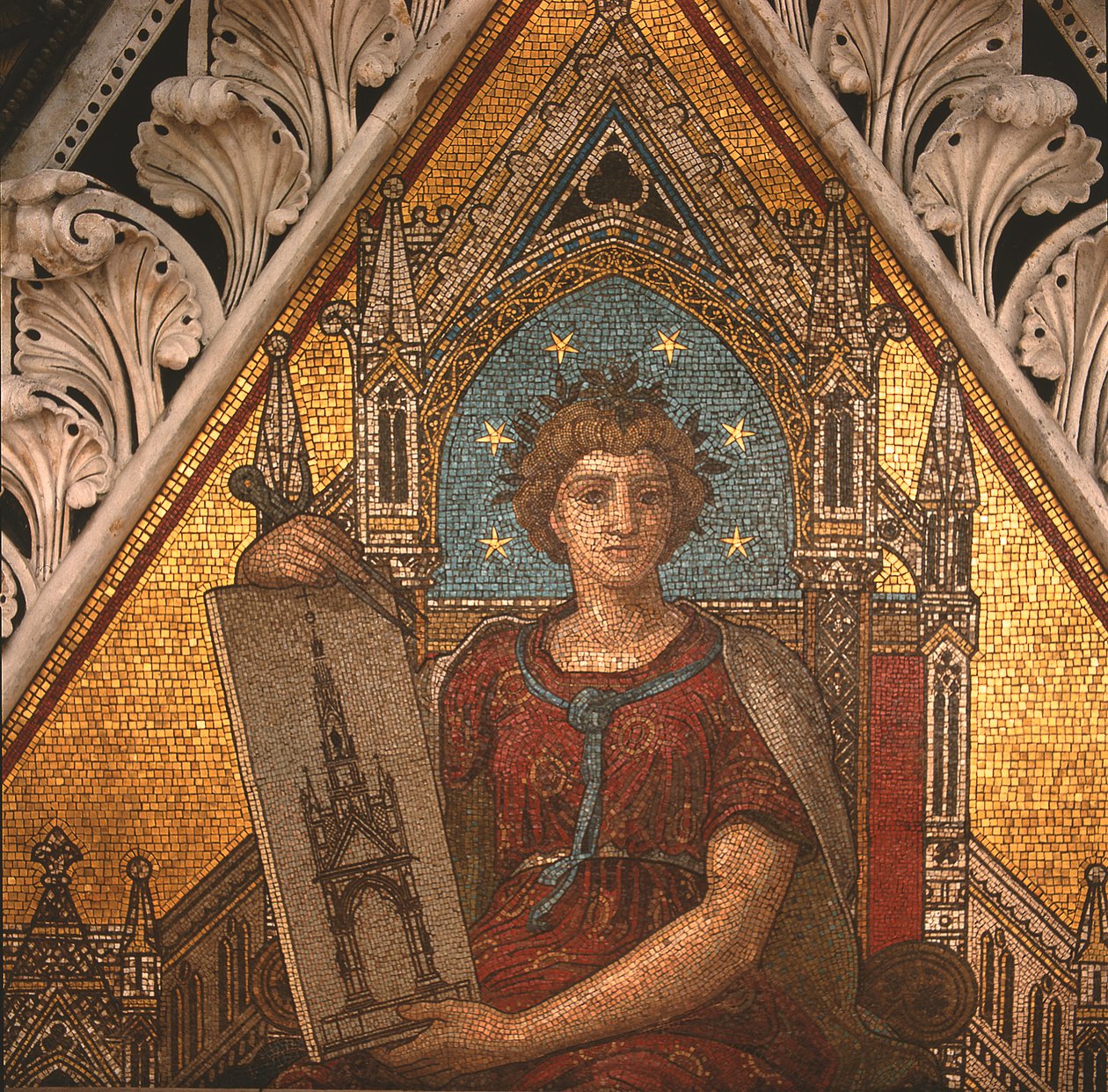 Detalj av arkitektur från Albert Memorial, utförd av Antonio Salviati (1816-90), 1868 (mosaik) av John Richard Clayton