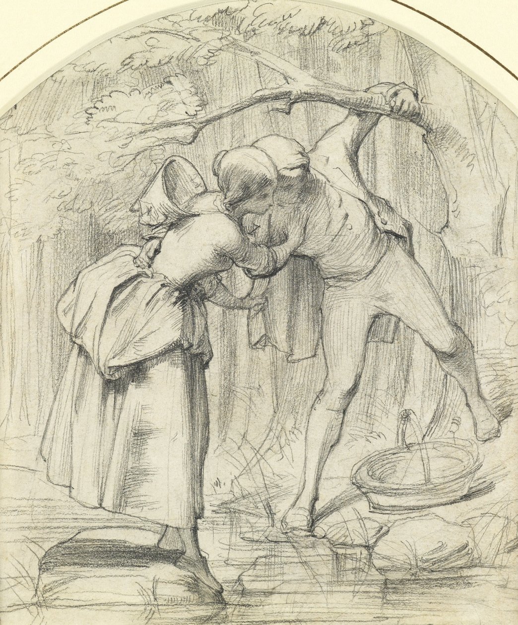 The Crossing, c.1860 penna på papper av John Richard Clayton
