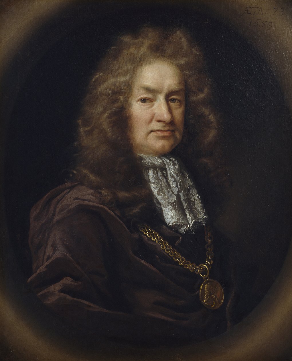 Porträtt av Elias Ashmole (1617-92) engelsk antikvarie, 1689 av John Riley