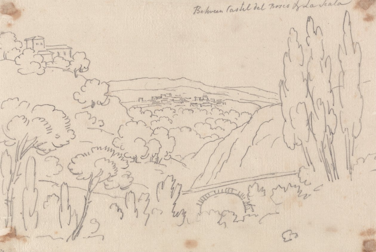 Between Castel del Bosco and La Scala av John Robert Cozens