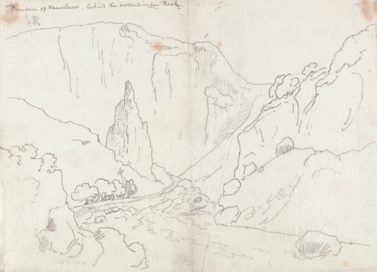 Fountain of Vaucluse, behind the Perpendicular Rock av John Robert Cozens