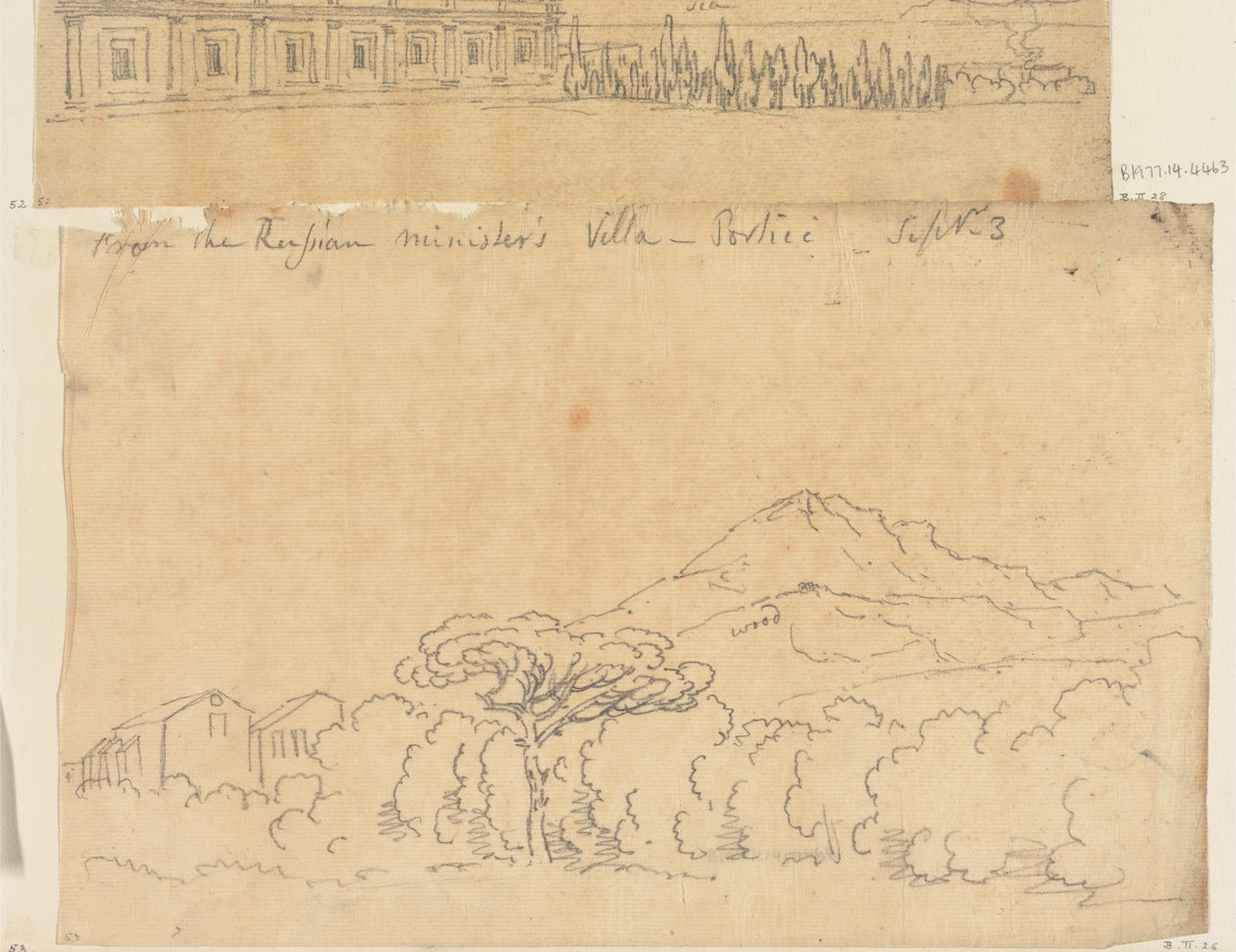 Från den ryska ministrarnas villa, Portici, 3 september av John Robert Cozens