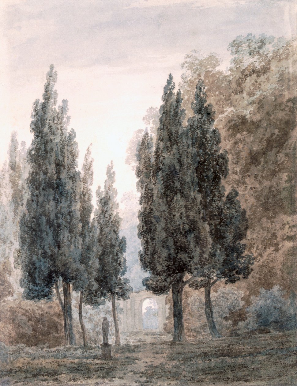 I trädgårdarna i Villa Pamphili, Rom av John Robert Cozens
