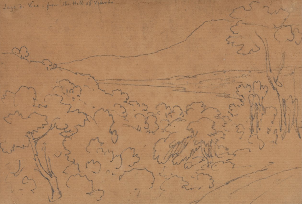 Lago di Vico from the Hill of Viterbo av John Robert Cozens
