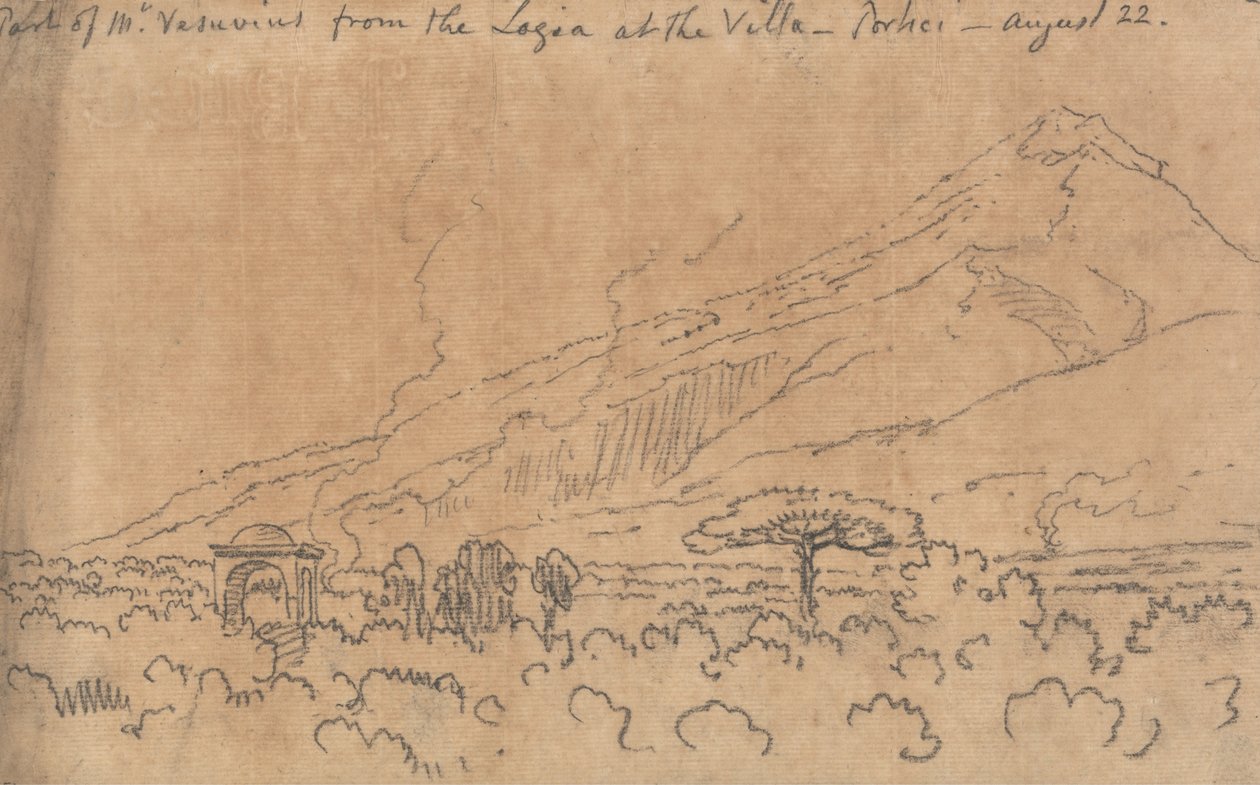 En del av Mount Vesuvius från Loggia at the Villa, Portici, 22 augusti av John Robert Cozens