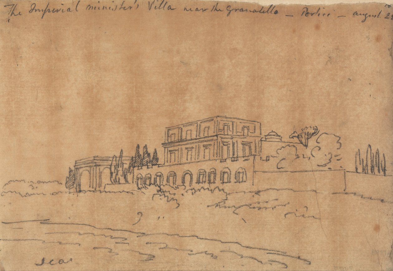 Imperial Ministers Villa nära Granabello, Portici, 28 augusti av John Robert Cozens