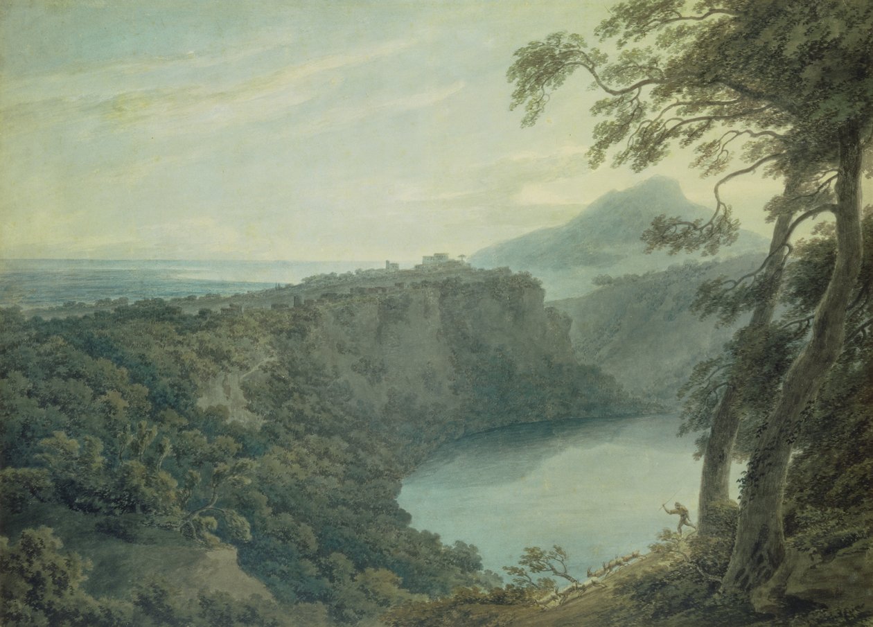 Nemisjön och staden Genzano, 1700-talet av John Robert Cozens