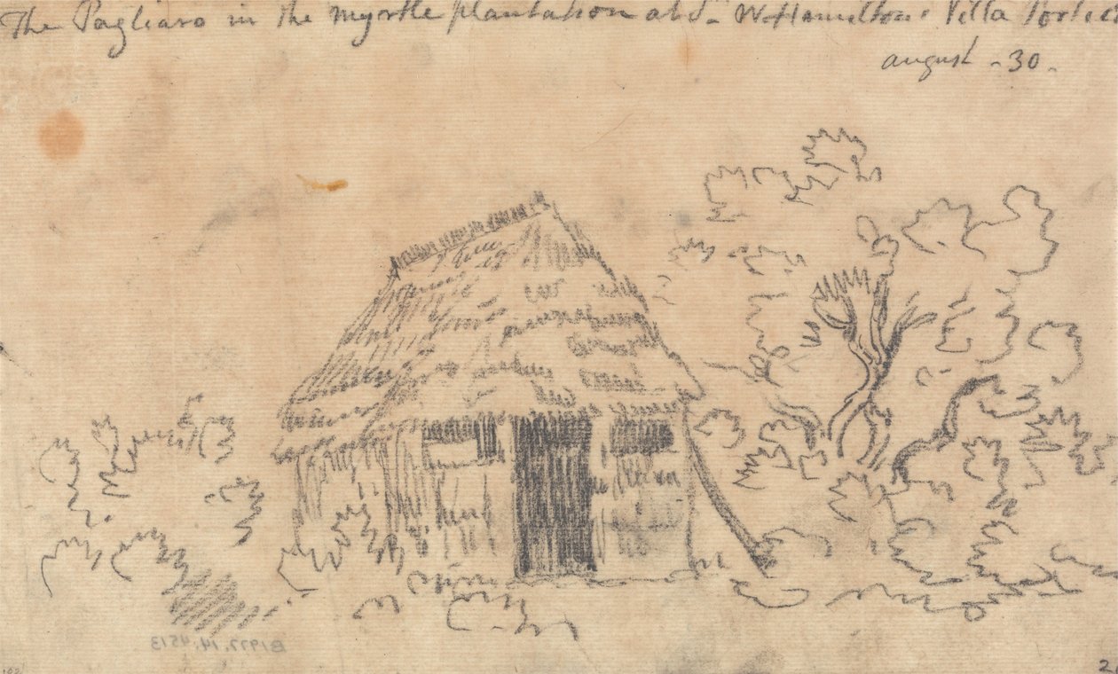 The Pagliaro in the Myrtle Plantation at Sir William Hamiltons Villa, Portici av John Robert Cozens