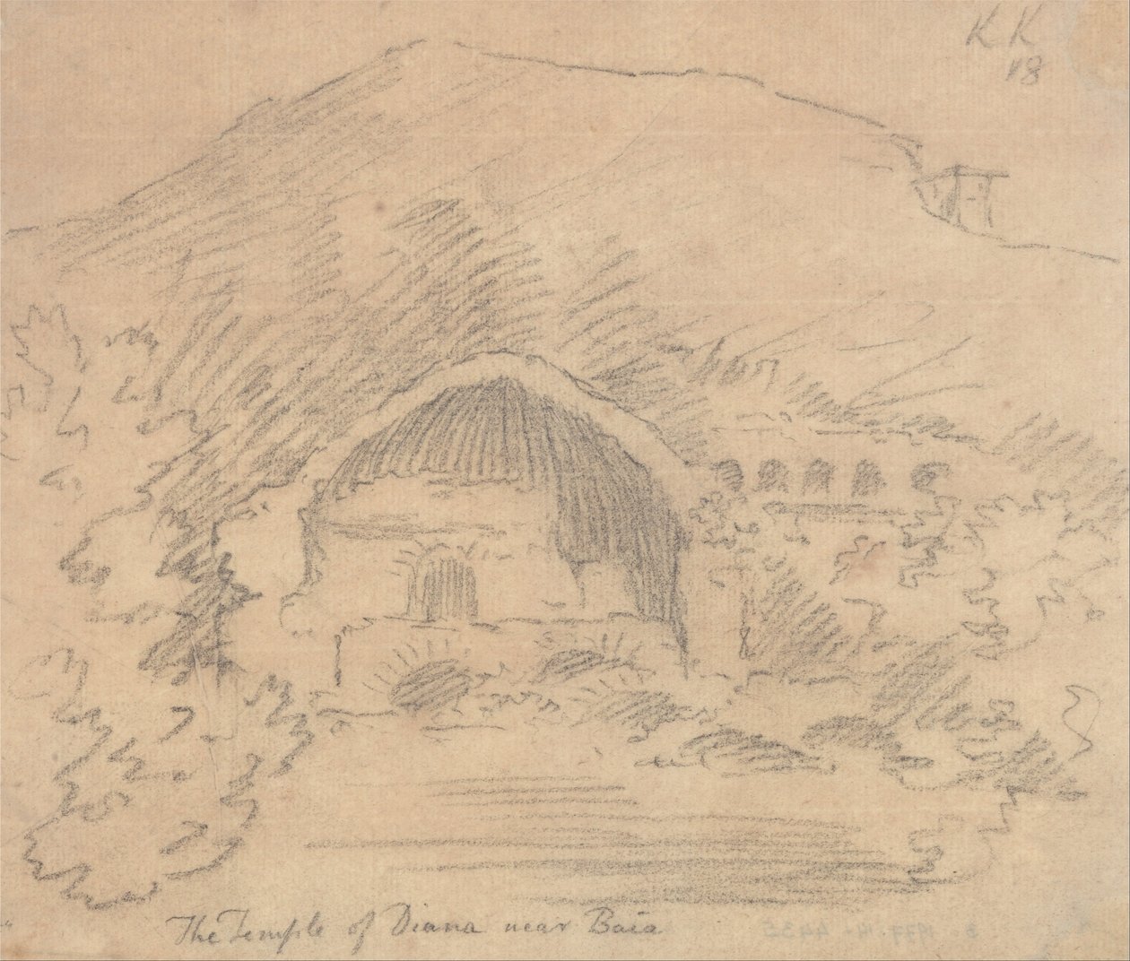 The Temple of Diana near Baia av John Robert Cozens
