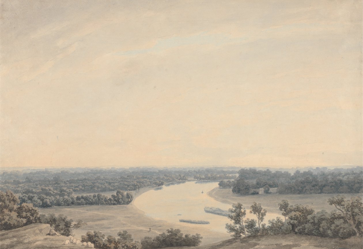 Themsen från Richmond Hill i sydvästlig riktning av John Robert Cozens