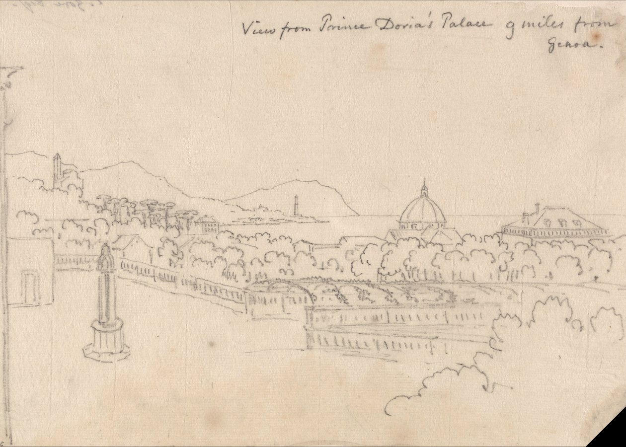 Utsikt från Prince Dorias Palace, 14 km från Genua av John Robert Cozens