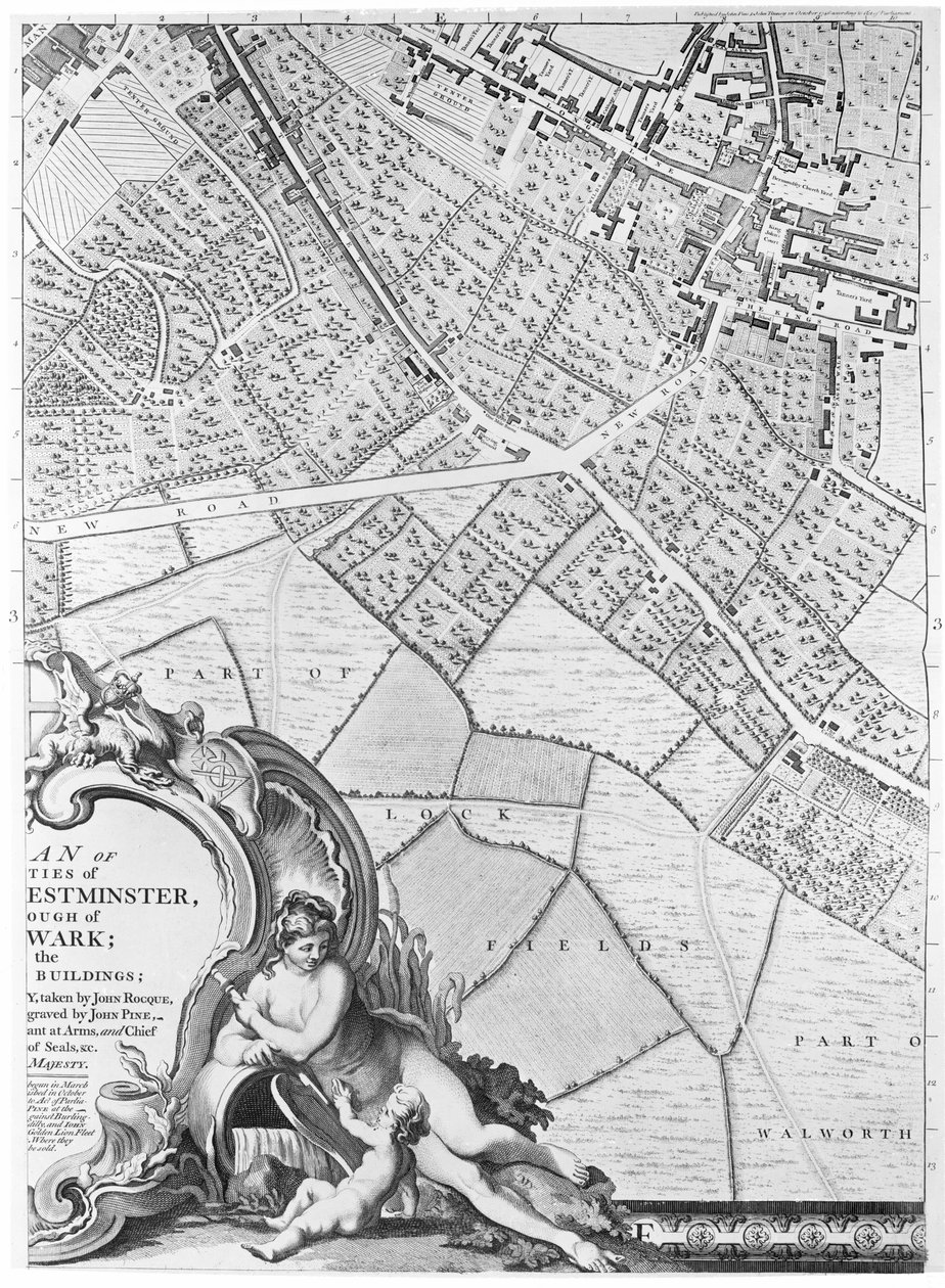 O se faafanua o Camberwell, Lonetona, 1746 swed av John Rocque