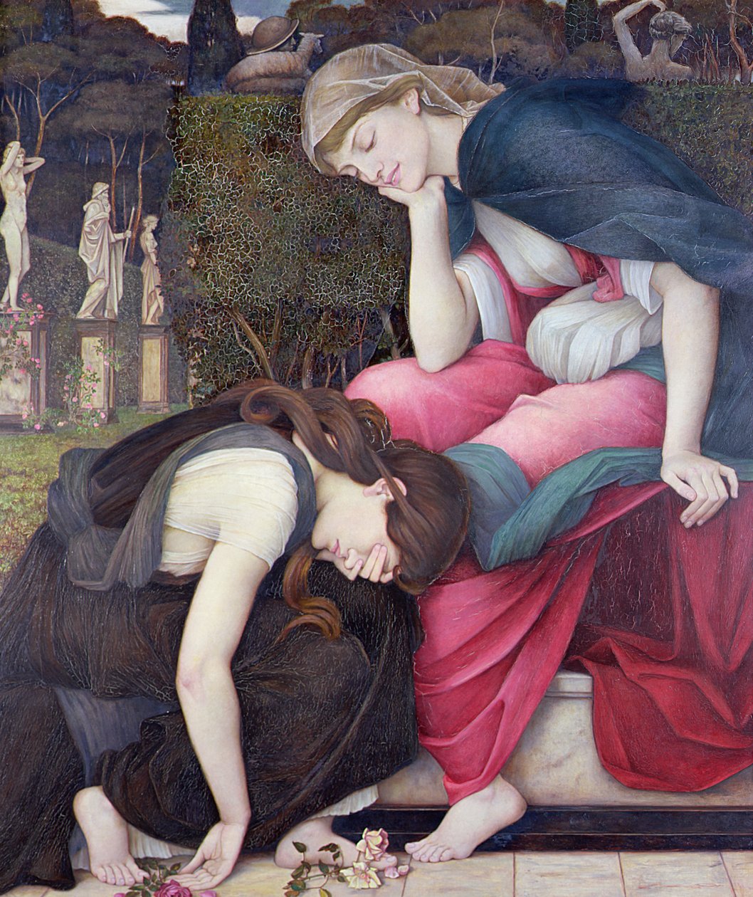 Tålamod på ett monument som ler mot sorg, exh. 1884 av John Roddam Spencer Stanhope