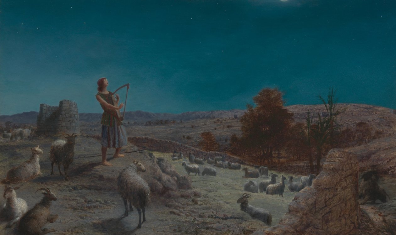David, Israels blivande kung, medan han var en herde i Betlehem av John Rogers Herbert