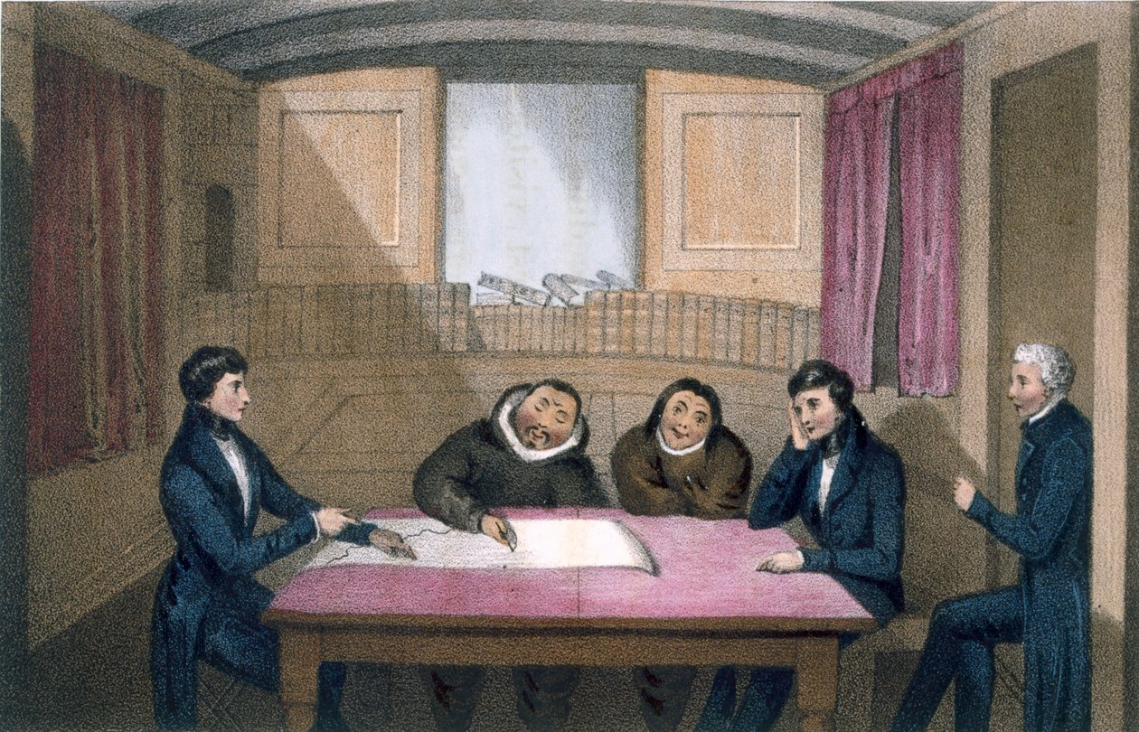 Ikmalick och Apelagliu teckning i officerskvarteren, 1835 av John Ross
