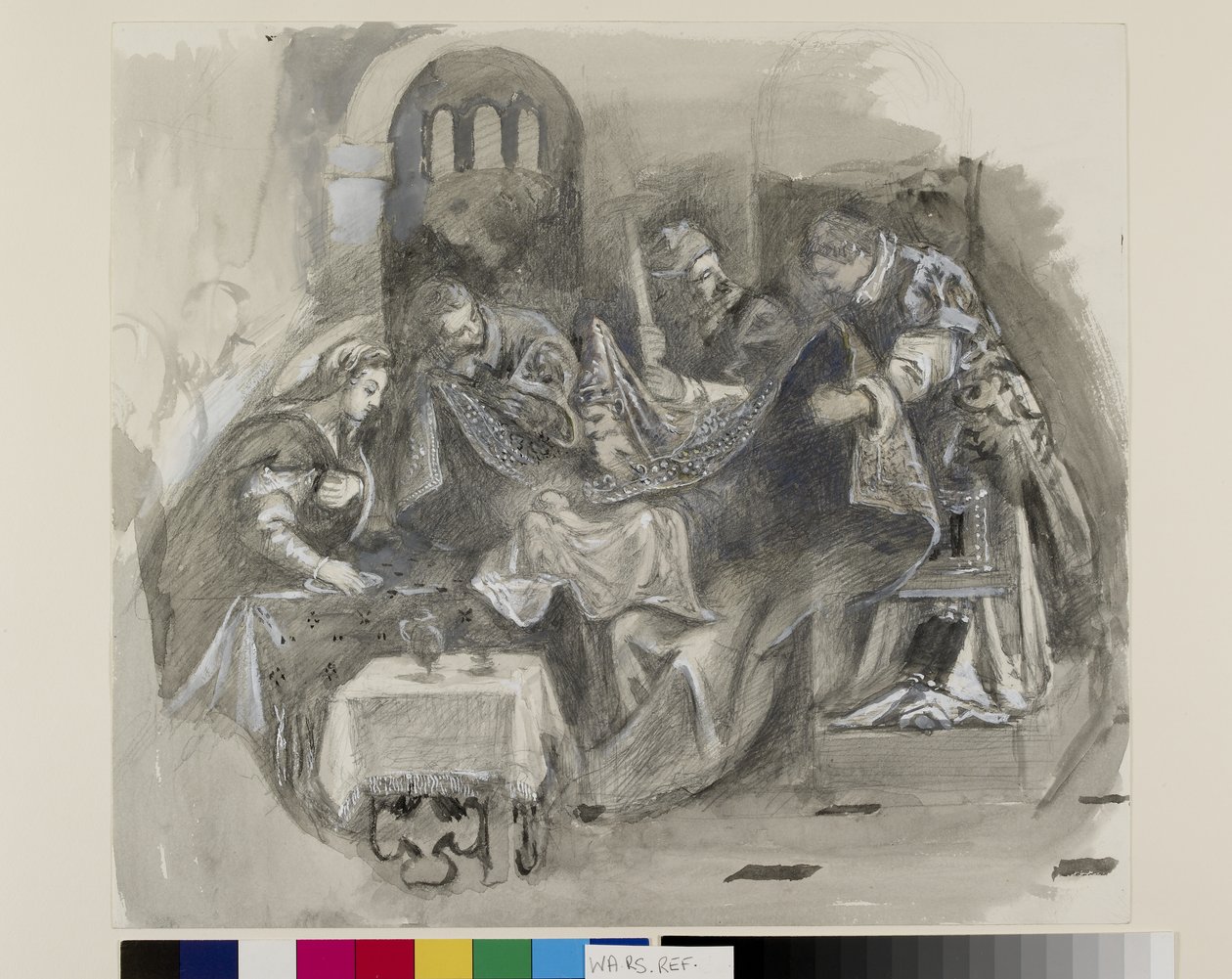 Teckning av Tintorettos omskärelse i Scuola Grande di San Rocco, augusti 1869 (grafit, akvarell och kroppsfärg på vävt papper) av John Ruskin