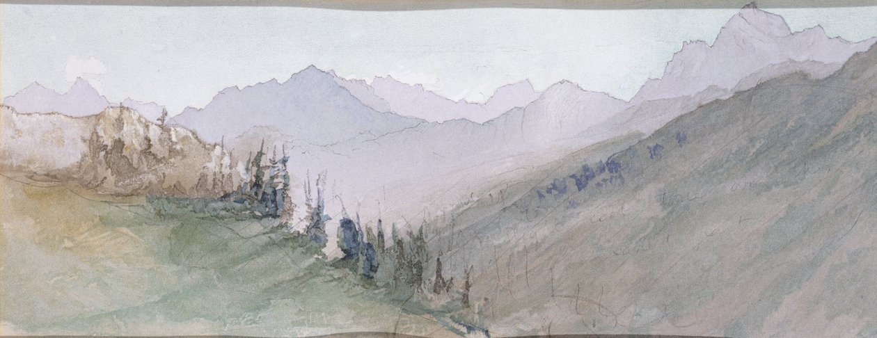 Savoybergen sett från Brezon (chromolitho und wc) av John Ruskin