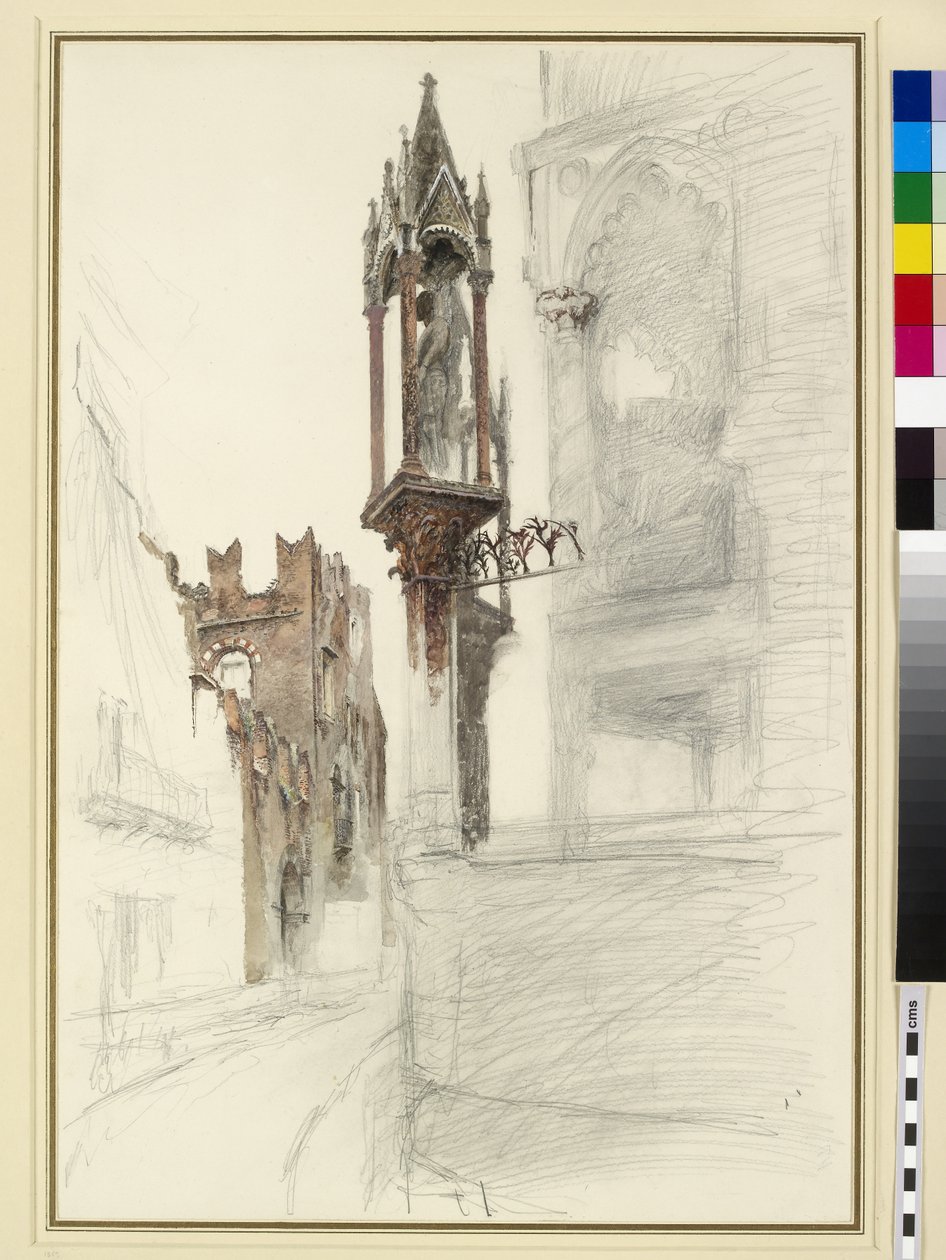 Cansignorios grav (d.1375), Santa Maria Antica, Verona (penna och wc på papper) av John Ruskin