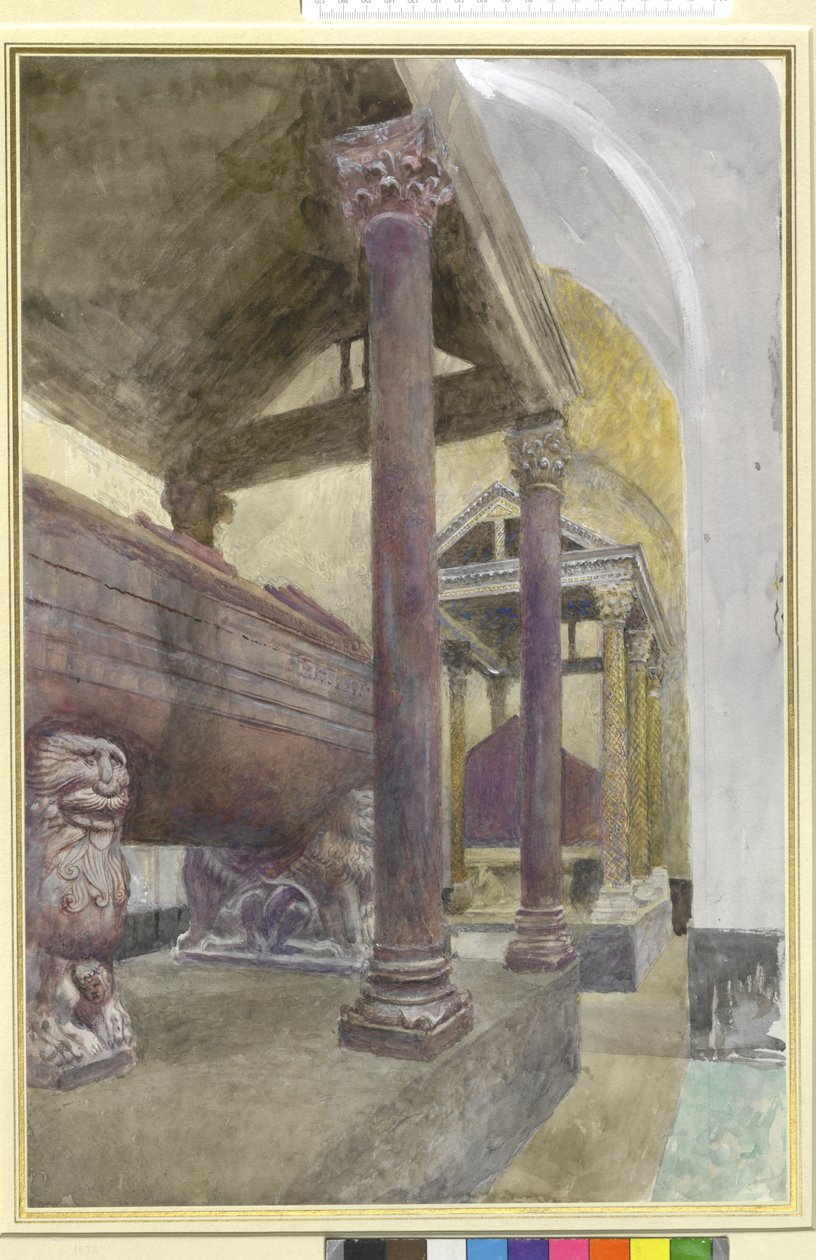 Fredrik II:s grav i Palermos katedral, 23-30 april 1874 (akvarell och bodycolour över grafit på papper) av John Ruskin
