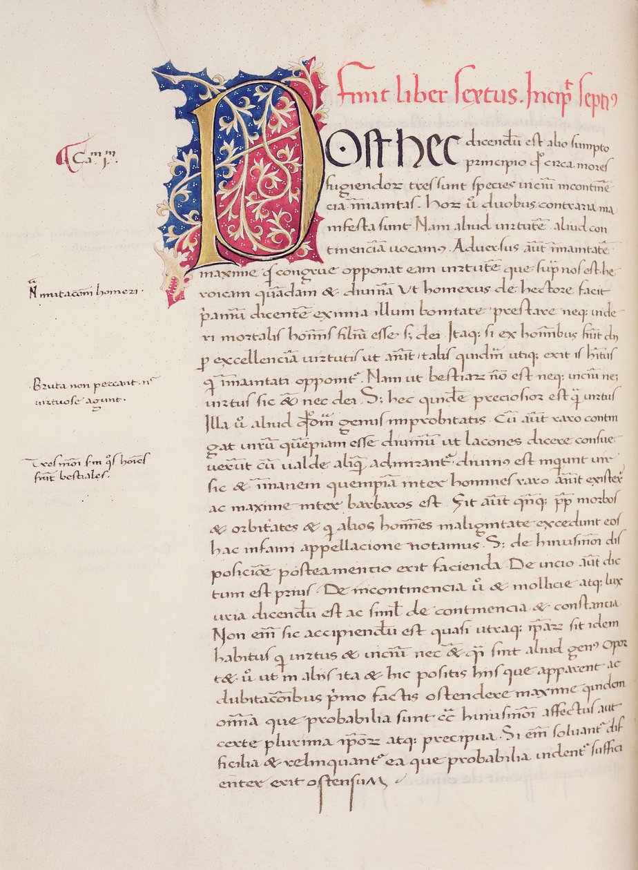 Ms.228, f.54v: Sidan från Aristoteles "Nikomachisk etik och politik", 1452. av John Russell