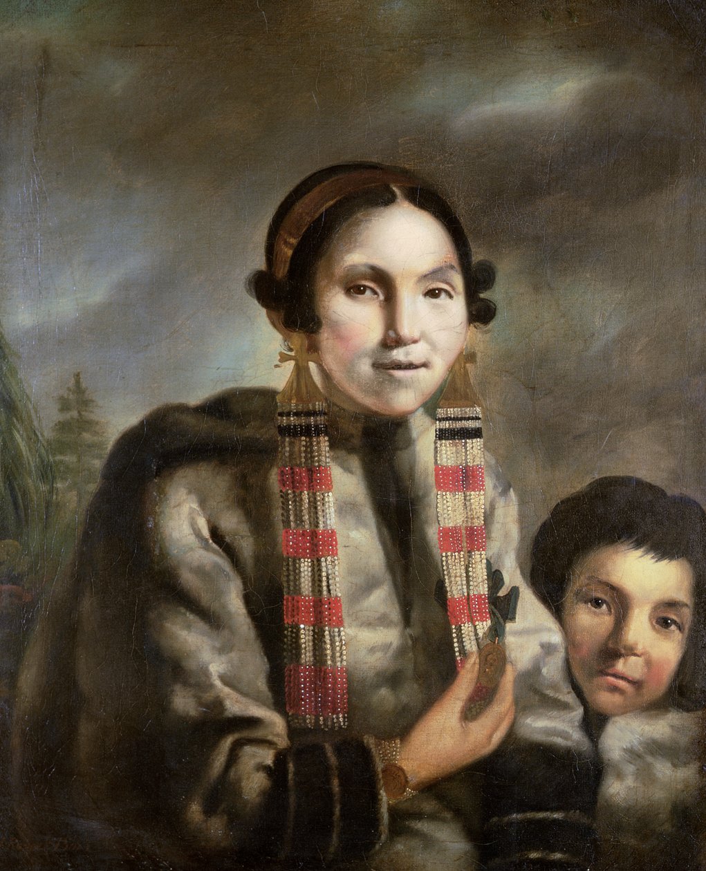 Porträtt av Micoc och hennes son Tootac, ca 1769 av John Russell