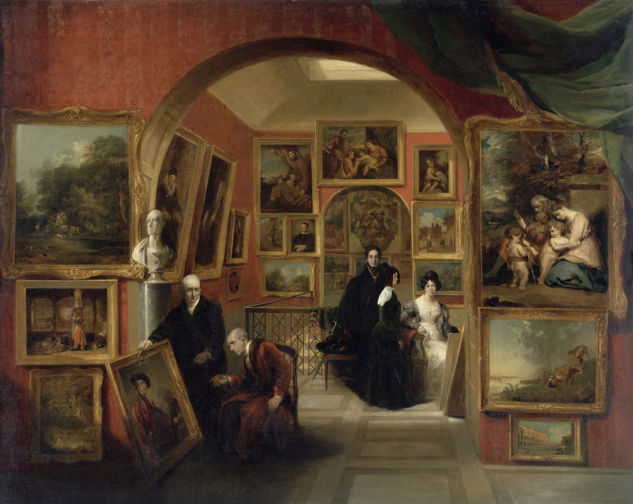 Interiören av British Institution Gallery, 1829 av John Scarlett Davis