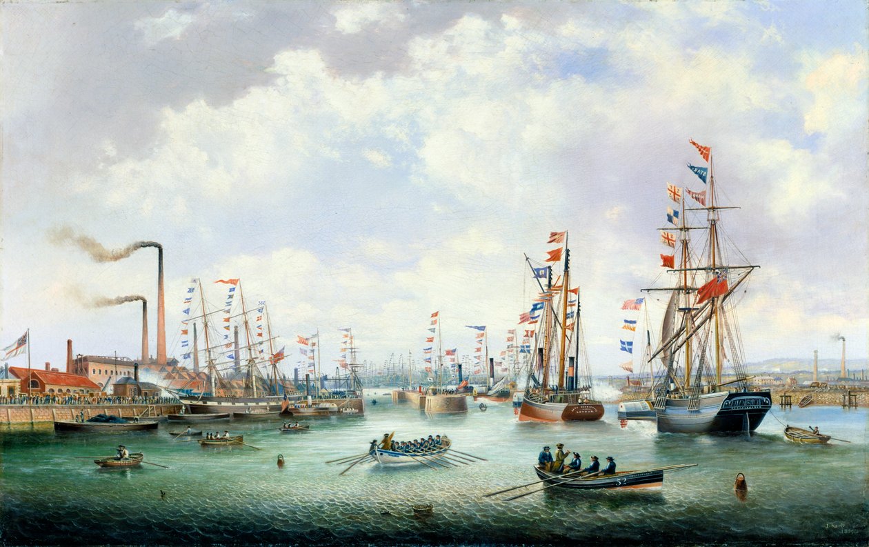Öppnandet av Tyne Dock, 1859 av John Scott