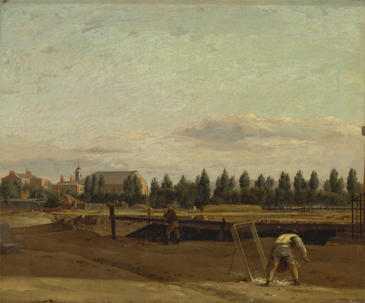 Utgrävning av Regents Canal, med utsikt över Marylebone -kapellet av John Seguier