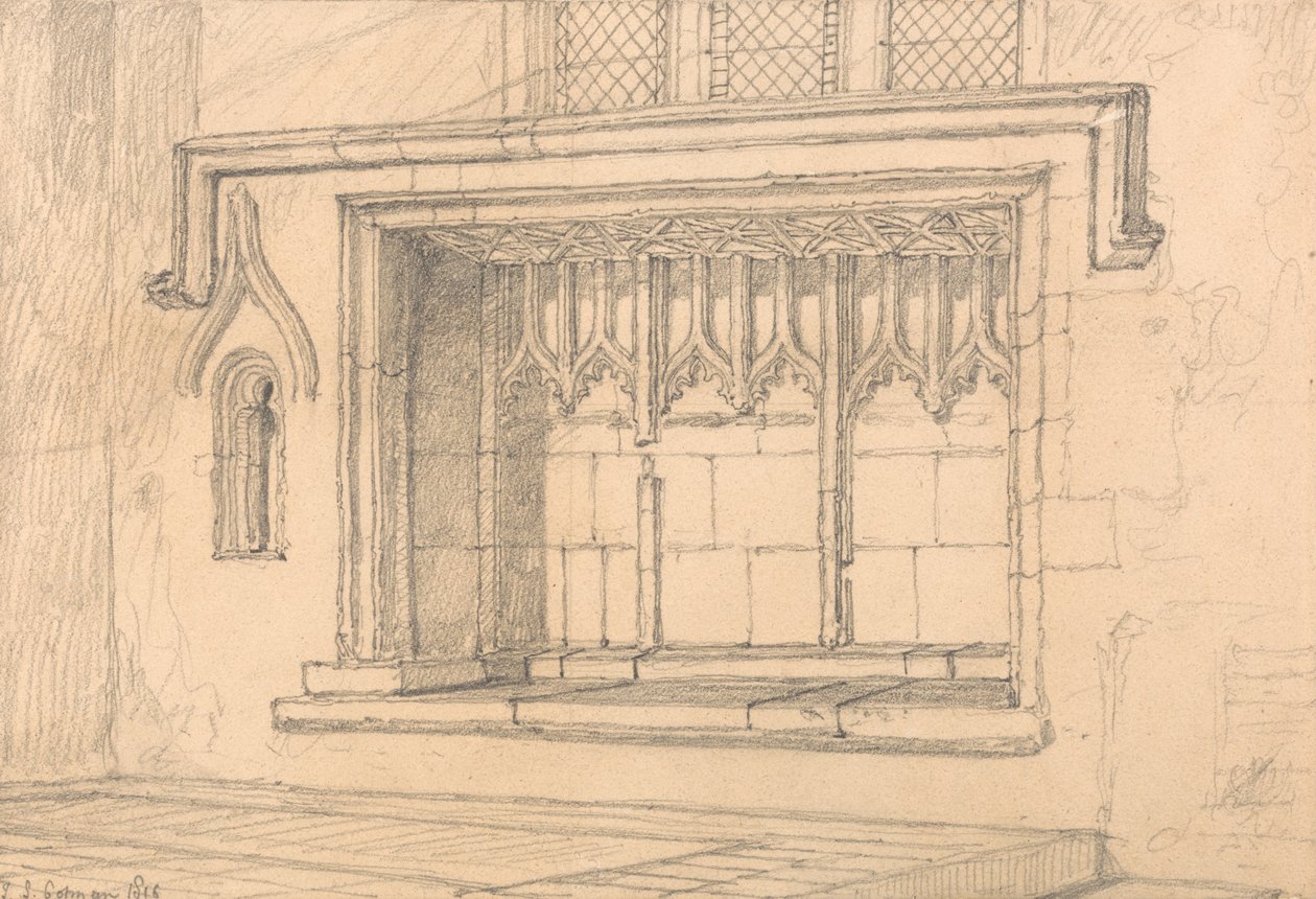 A Sedilia in Upwell Church, Norfolk av John Sell Cotman