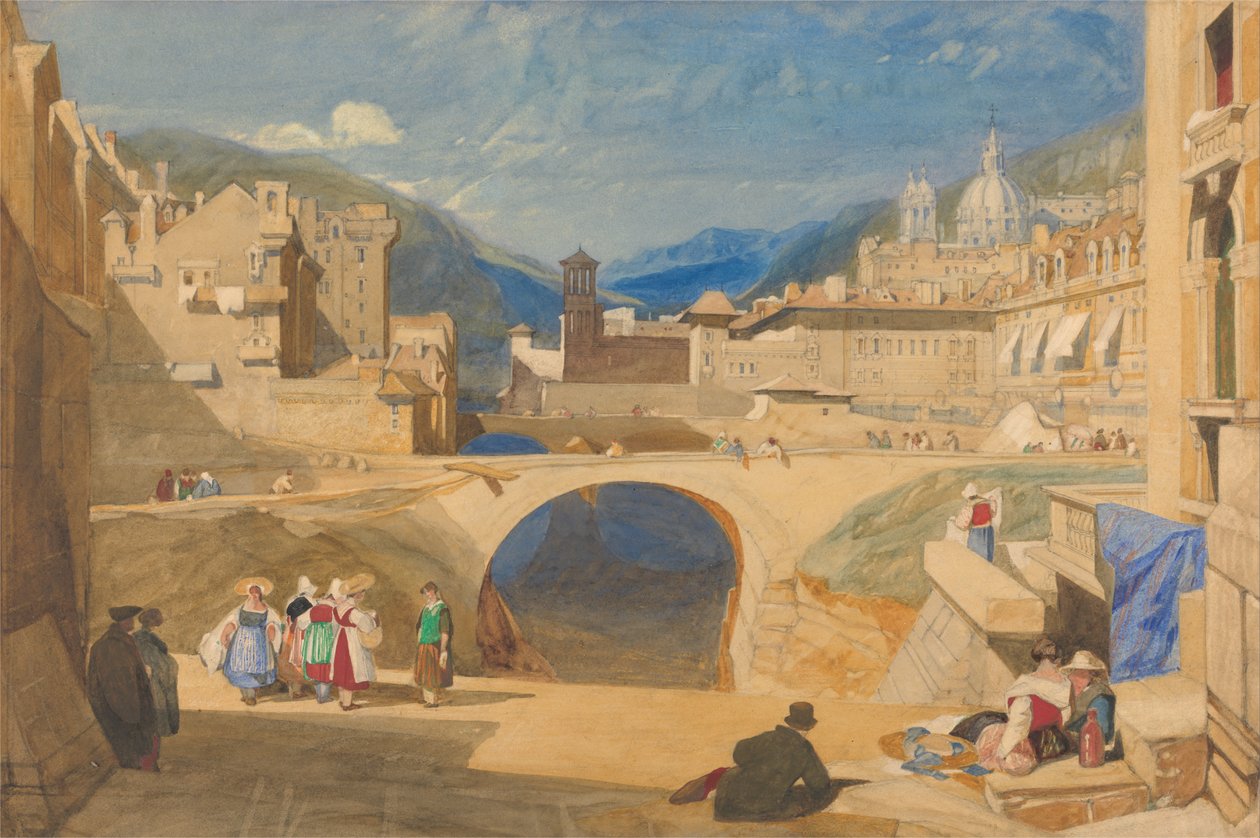 Bro i en stad på fastlandet av John Sell Cotman