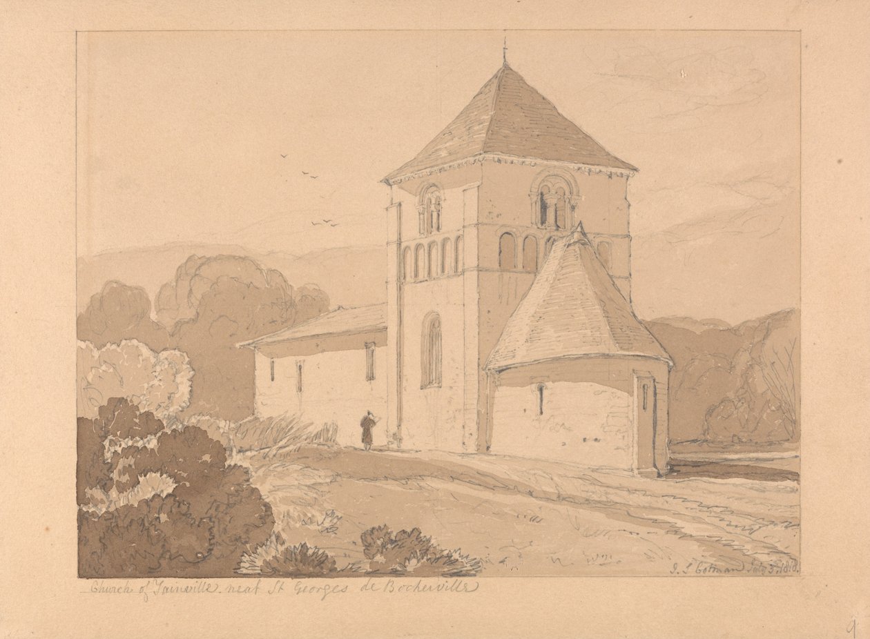 Church of Yainville, near Saint Georges de Bocherville, Normandy av John Sell Cotman