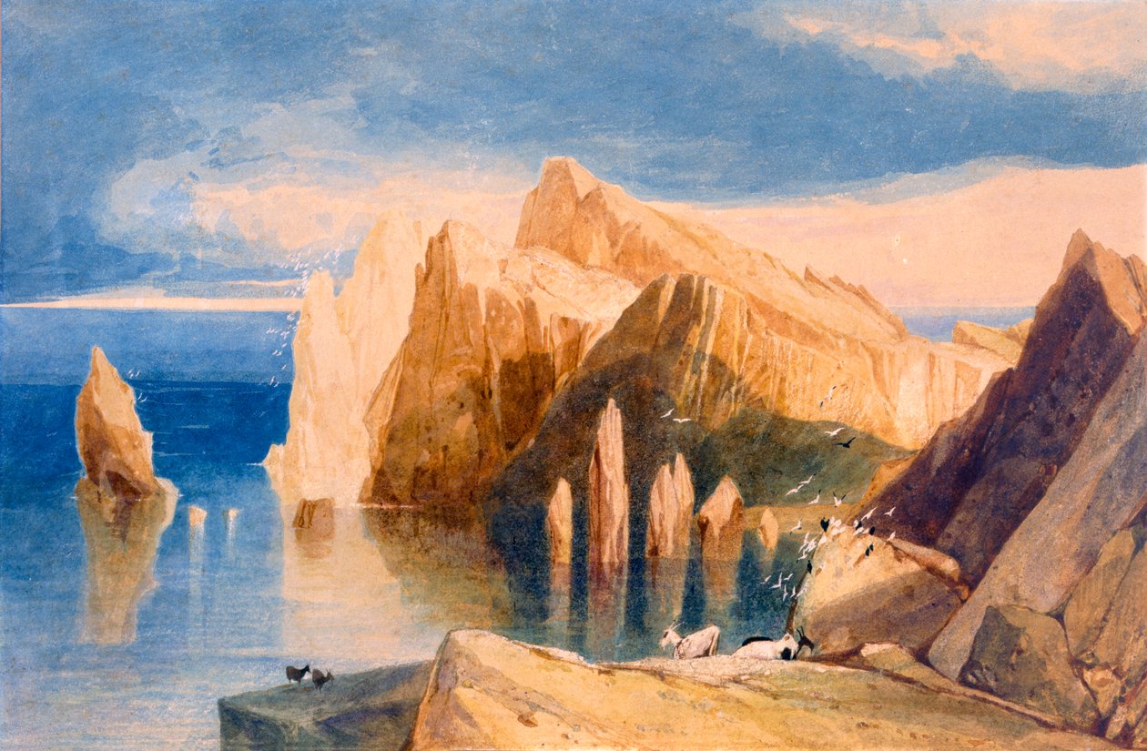 Klippor på nordöstra sidan av Point Lorenzo, Madeira av John Sell Cotman