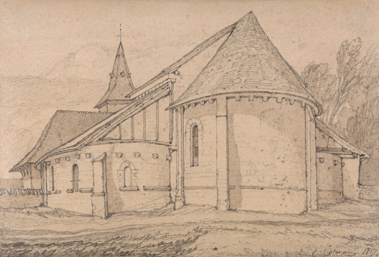 Östra delen av klosterkyrkan St Paul i Rouen, Normandie av John Sell Cotman