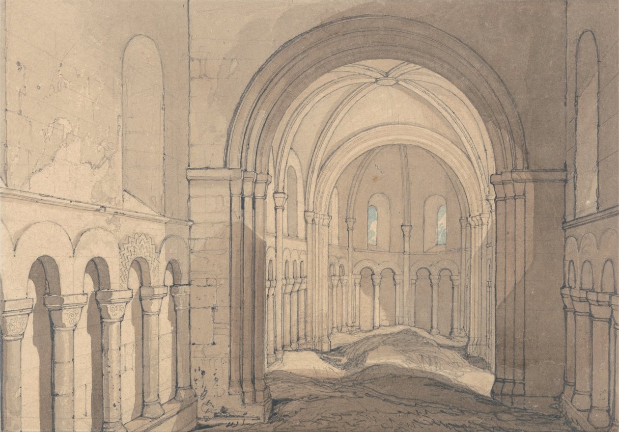 Interiör i Saint Julien-kapellet, nära Rouen, Normandie av John Sell Cotman
