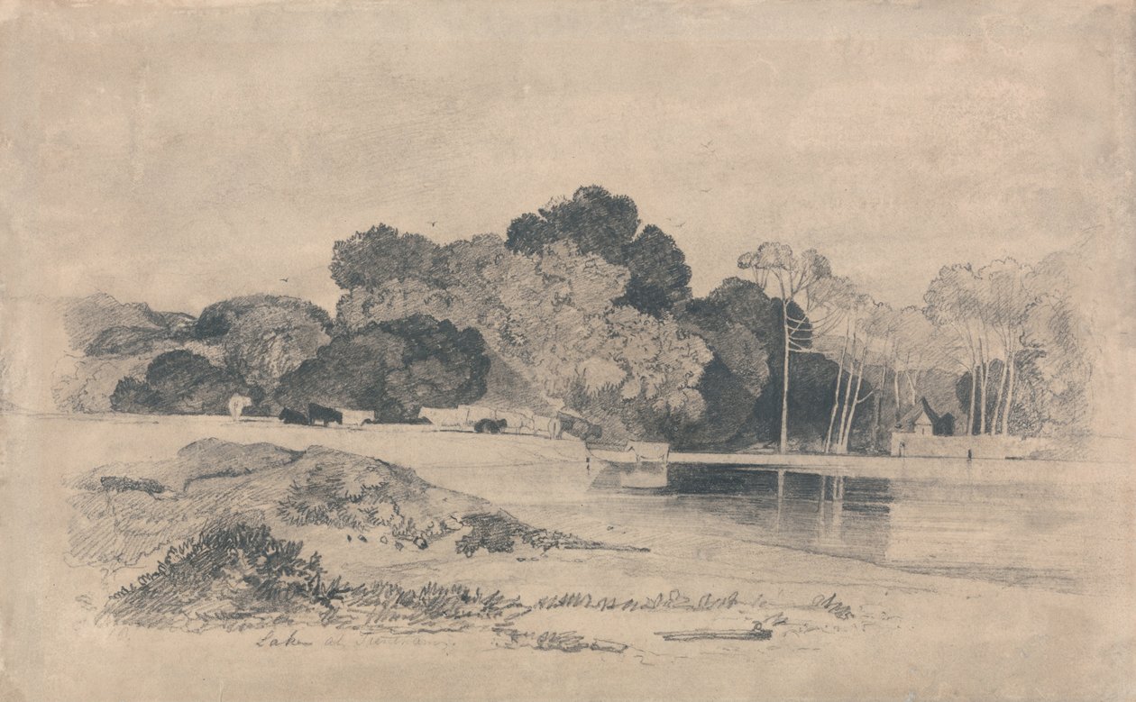 Lake at Trentham, Staffordshire av John Sell Cotman