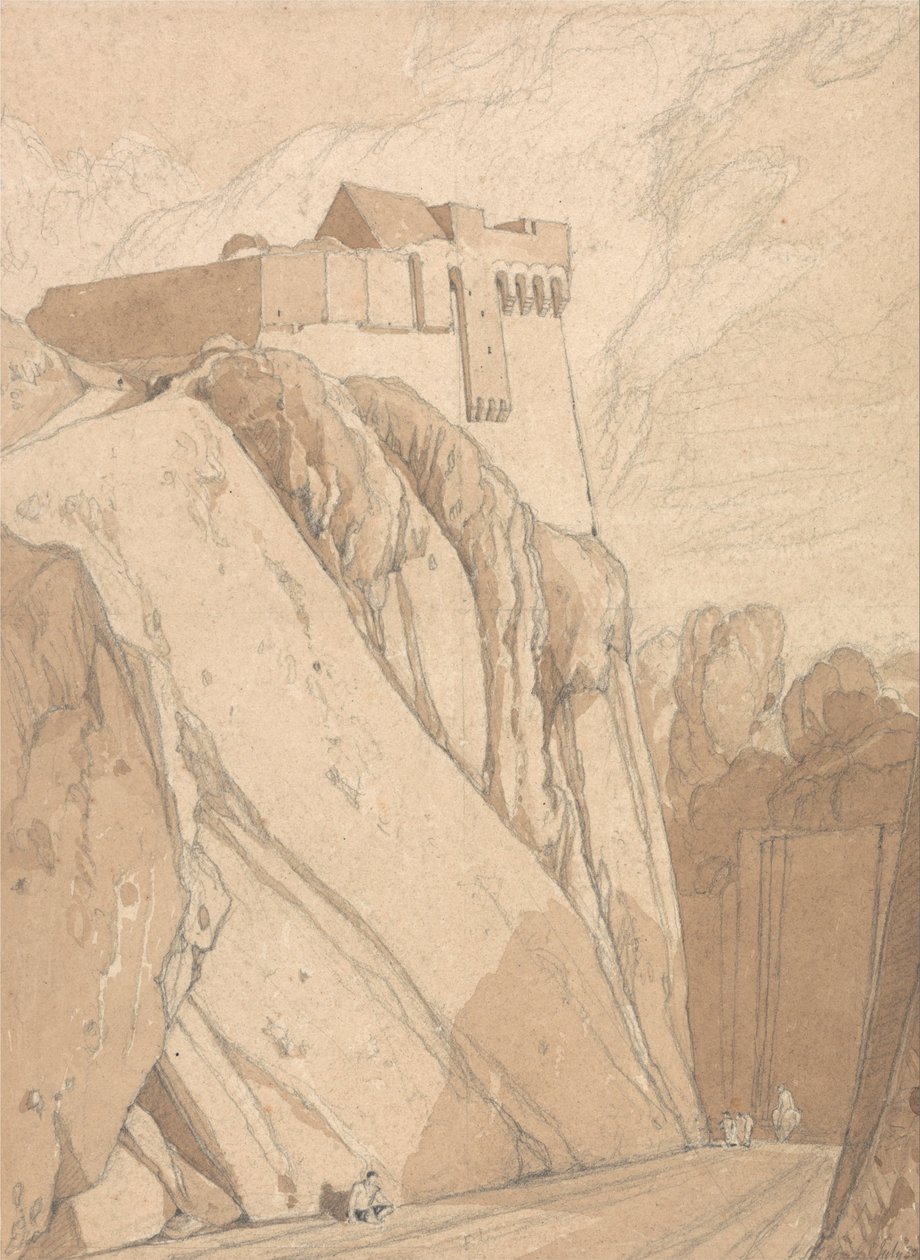 En del av de gamla befästningarna i Saint Lo, Normandie av John Sell Cotman