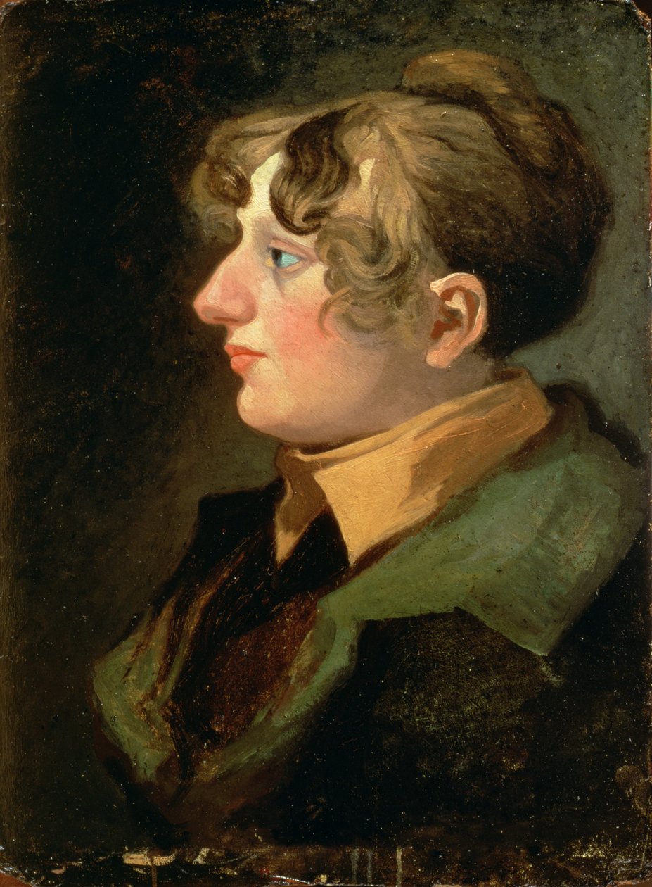 Porträtt av Mrs John Sell Cotman (olja på kvarnbräda) av John Sell Cotman