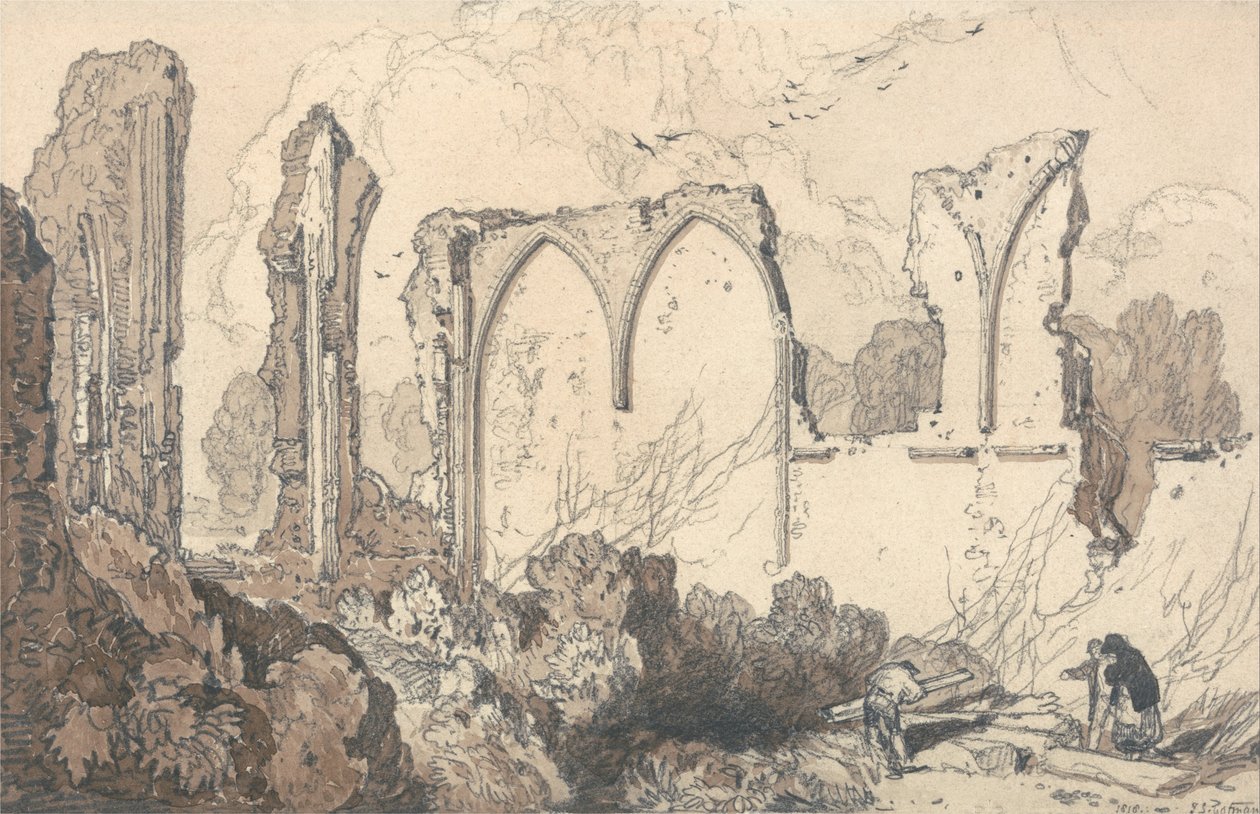Ruinen bakom Free School, Thetford, Suffolk av John Sell Cotman